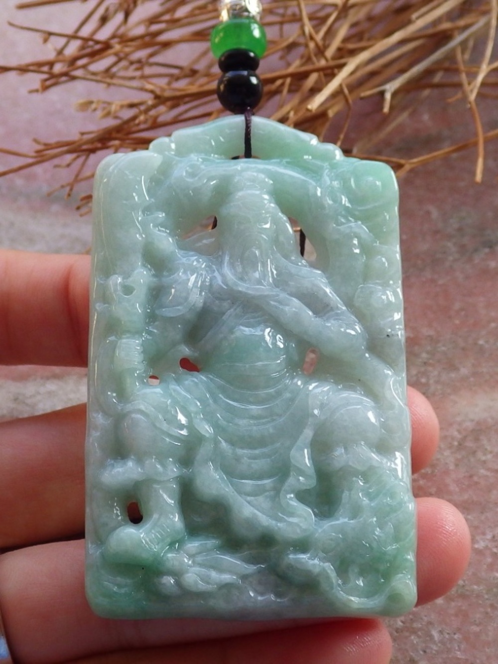 Certified Natural A Jade jadeite Fight God Guan Gong Guangyu Pendant Necklace